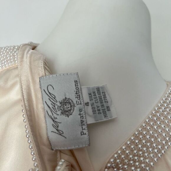 Lord & Taylor Vintage Silk Pearl Embellished button back long sleeve top bridal - Picture 9 of 11